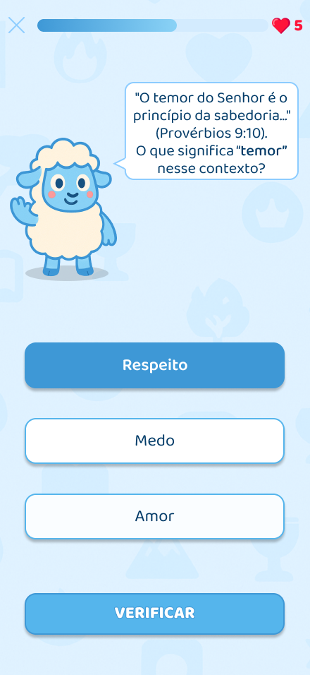 Prévia do aplicativo - Exercício com o cordeirinho
